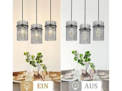 NETTLIFE Lámpara colgante vintage negra, lámpara de cristal de 3 luces, casquillo E27, Ø 16 cm, para mesa de comedor, salón (sin bombillas). Negro Outlet