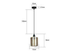 Outlet NETTLIFE Lámpara colgante vintage para salón dorada, 3 bombillas E14, cristal industrial, ALTURA REGULABLE Negro