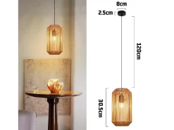 NETTLIFE Lámpara colgante vintage para mesa de comedor , diseño de farol de cuerda de cáñamo de 1 bombilla, E27, para comedor Negro Discount