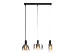 NETTLIFE Lámpara Suspendida-Lámpara colgante vintage para mesa de comedor, de cristal gris ahumado, E27, altura ajustable para sala de estar Negro