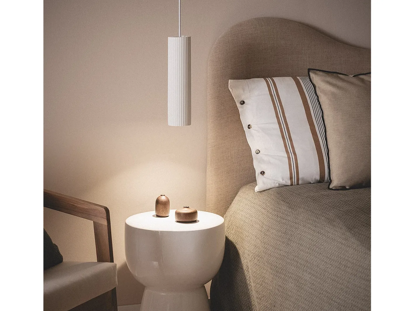 Outlet Ledkia Lámpara Colgante Yeso Colum Blanco