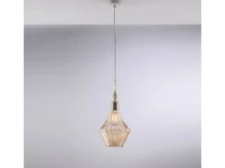 Lámpara Suspendida-Lámpara colgante Zeus de hierro con cristal pyrex ámbar, 1 luz, 150 Ø20, BL270-S1-AM Amarillo