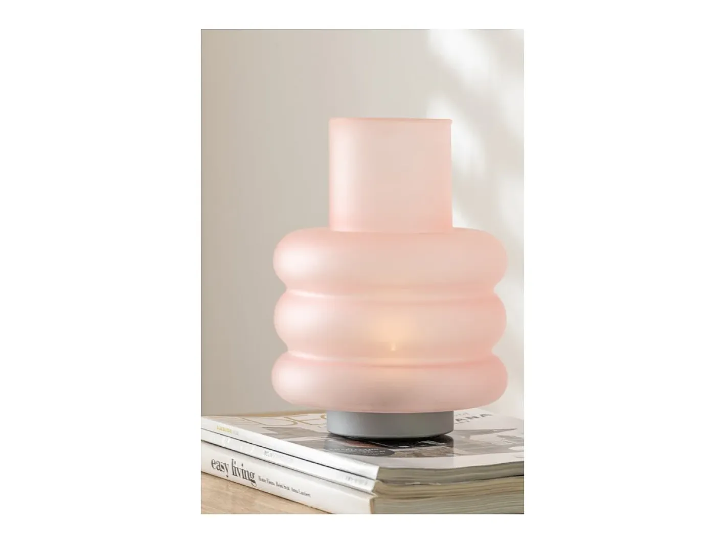 J-Line Lámpara con LED de vidrio 17x17x24 cm Rosa Online