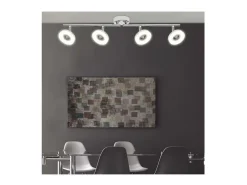 Lámpara Suspendida-Lámpara de 4 luces alargada modelo Cedro acabado cromado 9 cm(alto)82 cm(ancho)11 cm(larg Gris