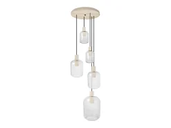 TOSEL Lámpara de Araña ,madera y cristal ,natural,A100x D 60x P 60cm Color natural claro New