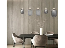 TOSEL Lámpara Suspendida-Lámpara de Araña ,madera y cristal , ,A100x D20xP60cm Gris