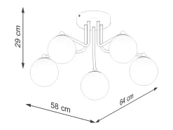 Sollux Lighting Lámpara De Araña Astral Minimalista De Acero/Vidrio - 5 Fuentes Luminosas - L.58 X A.29 Cm - Blanco Sale