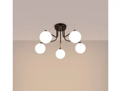 Sollux Lighting Lámpara Suspendida-Lámpara De Araña Astral Minimalista De Acero/Vidrio - 5 Fuentes Luminosas - L.58 X A.29 Cm - /Blanco Negro