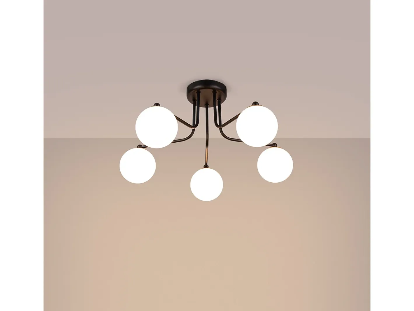 Sollux Lighting Lámpara Suspendida-Lámpara De Araña Astral Minimalista De Acero/Vidrio - 5 Fuentes Luminosas - L.58 X A.29 Cm - /Blanco Negro