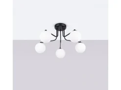 Sollux Lighting Lámpara Suspendida-Lámpara De Araña Astral Minimalista De Acero/Vidrio - 5 Fuentes Luminosas - L.58 X A.29 Cm - /Blanco Negro