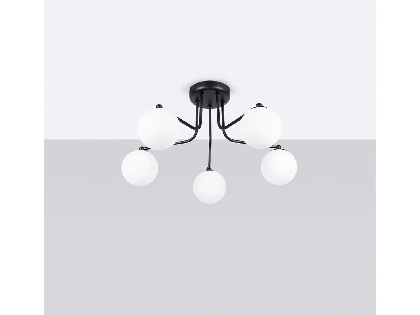 Sollux Lighting Lámpara Suspendida-Lámpara De Araña Astral Minimalista De Acero/Vidrio - 5 Fuentes Luminosas - L.58 X A.29 Cm - /Blanco Negro
