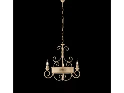 Lámpara Suspendida-Lámpara de araña Baltimora de hierro lacado marfil, 3 luces, 113 cm, Ø54 cm, BL183-3-AV Dorado