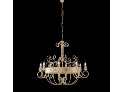 Lámpara de araña Baltimora en hierro lacado marfil decapado 8 luces 126 Ø76 BL183-8-AV Dorado Clearance