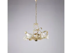 Lámpara Suspendida-Lámpara de araña Basket en hierro lacado marfil decape 5 luces 142 Ø65 BL274-5-AV Dorado