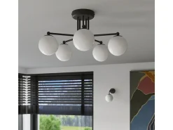Clearance Sollux Lighting Lámpara de araña Bealy minimalista de acero/vidrio - 3 fuentes luminosas 4000K - L.62 x A.29 cm - /blanco Negro