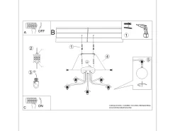 Sollux Lighting Lámpara Suspendida-Lámpara de araña Bealy minimalista de acero/vidrio - 5 fuentes luminosas 4000K - L.58 x A.29 cm - /blanco Negro