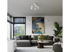 Online Sollux Lighting Lámpara de araña Bealy minimalista de acero/vidrio - 5 fuentes luminosas 3000K - L.58 x A.29 cm - Blanco