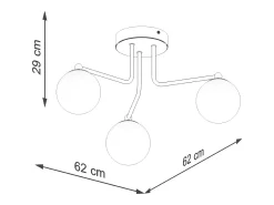 Sollux Lighting Lámpara Suspendida-Lámpara de araña Bealy minimalista de acero/vidrio - 3 fuentes luminosas 4000K - L.62 x A.29 cm - Blanco