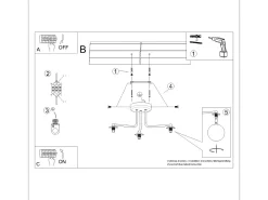 Sollux Lighting Lámpara Suspendida-Lámpara de araña Bealy minimalista de acero/vidrio - 3 fuentes luminosas 4000K - L.62 x A.29 cm - Blanco