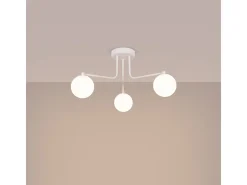 Sollux Lighting Lámpara Suspendida-Lámpara de araña Bealy minimalista de acero/vidrio - 3 fuentes luminosas 4000K - L.62 x A.29 cm - Blanco
