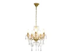 Lámpara Suspendida-Lámpara de araña con cuentas de cristal redonda 5 x E14 ES917885 Dorado