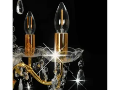 Lámpara Suspendida-Lámpara de araña con cuentas de cristal redonda 5 x E14 ES917885 Dorado