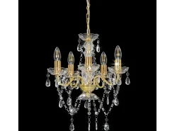 Lámpara Suspendida-Lámpara de araña con cuentas de cristal redonda 5 x E14 ES917885 Dorado