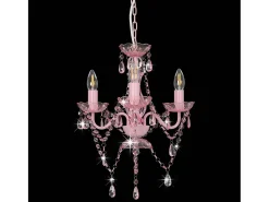 Outlet Lámpara de araña con cuentas redonda 3 x E14 ES693938 Rosa