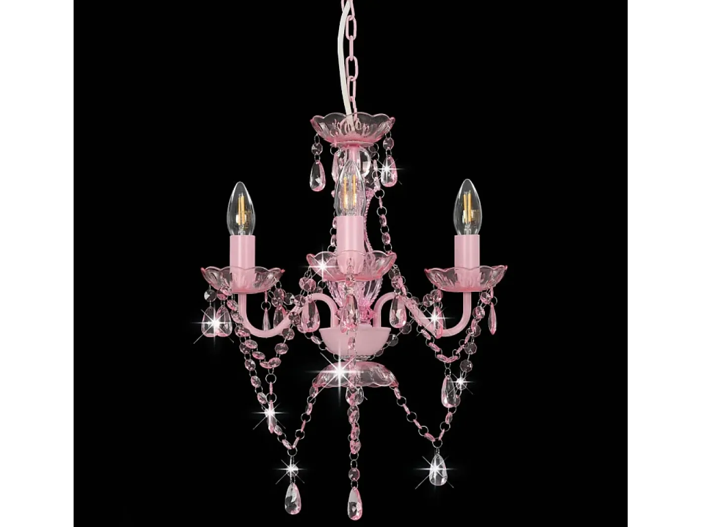 Outlet Lámpara de araña con cuentas redonda 3 x E14 ES693938 Rosa