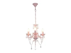 Outlet Lámpara de araña con cuentas redonda 3 x E14 ES693938 Rosa