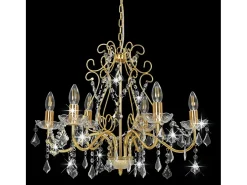 Online Lámpara de araña con cuentas de cristal redonda 6 x E14 ES796008 Dorado