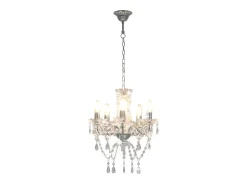 Clearance Lámpara de araña con cuentas de cristal redonda 5xE14 ES132055 Plateado