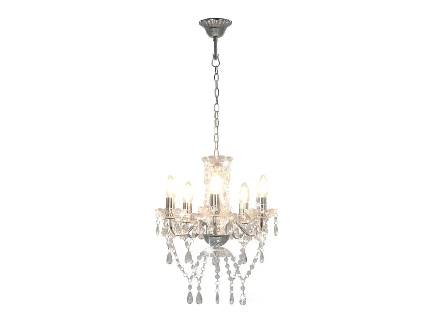 Clearance Lámpara de araña con cuentas de cristal redonda 5xE14 ES132055 Plateado