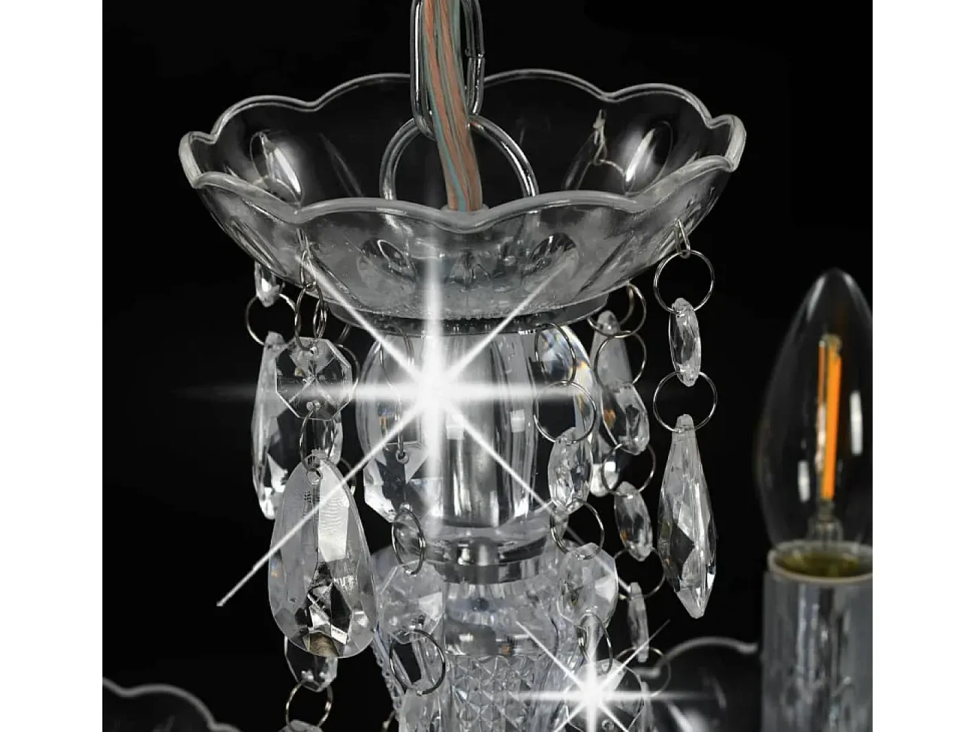 Clearance Lámpara de araña con cuentas de cristal redonda 5xE14 ES132055 Plateado
