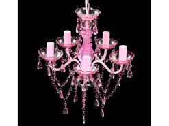 Lámpara de araña de cristal 5 bombillas ES956463 Rosa