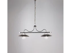 Lámpara de araña de hierro lacado en color marrón con decoración. Acabados en oro antiguo y blanco 2 luces L. 87 X 30 BL234-2-BR Dorado Clearance