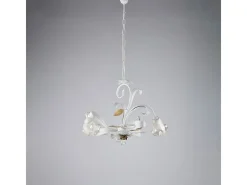 Lámpara de araña de hierro lacado blanco shabby con 3 luces, 104 cm, Ø59 cm, BL274-3-BCO Marfil Hot