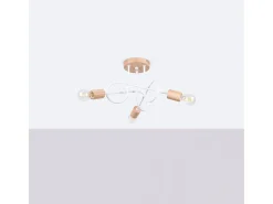 Sollux Lighting Lámpara De Araña Ember Minimalista De Acero/Madera - 3 Fuentes Luminosas - L.14 X A.26 Cm - /Madera Natural Blanco
