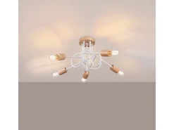 Sollux Lighting Lámpara Suspendida-Lámpara De Araña Ember Minimalista De Acero/Madera - 5 Fuentes Luminosas - L.15 X A.26 Cm - /Madera Natural Blanco