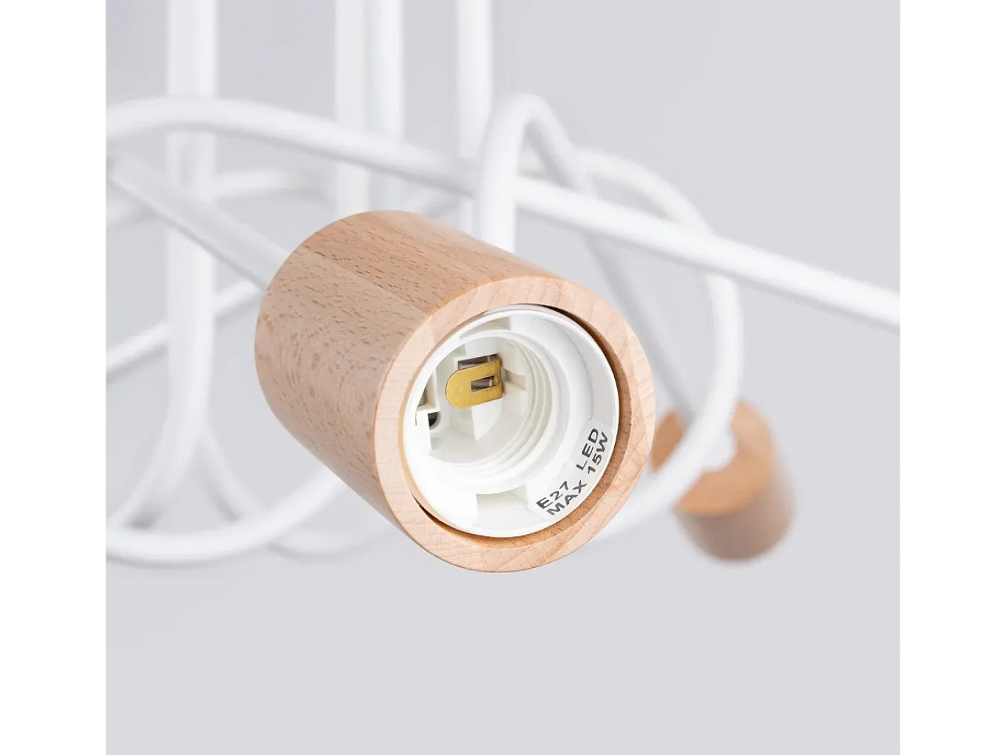 Sollux Lighting Lámpara Suspendida-Lámpara De Araña Ember Minimalista De Acero/Madera - 5 Fuentes Luminosas - L.15 X A.26 Cm - /Madera Natural Blanco