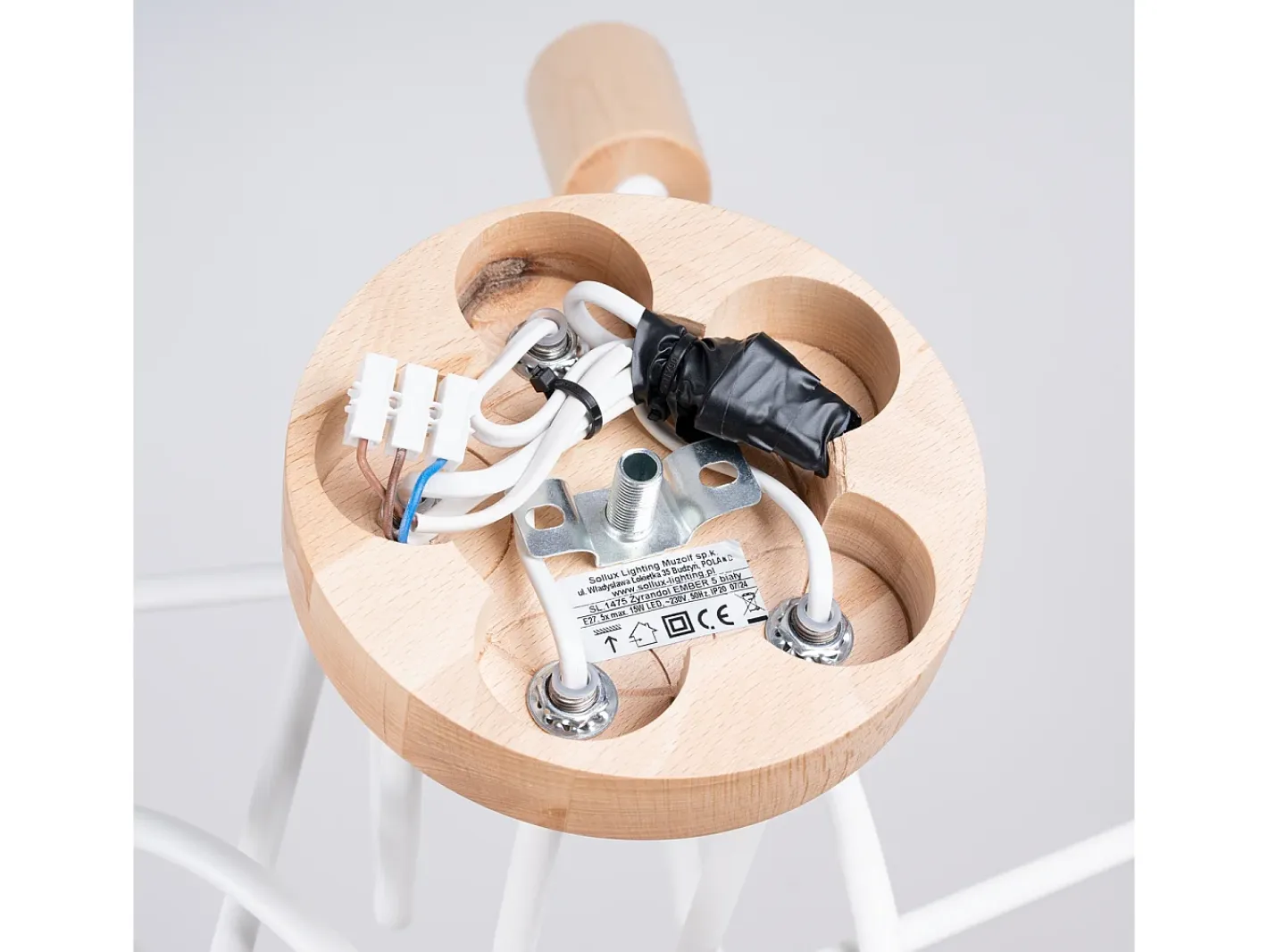 Sollux Lighting Lámpara Suspendida-Lámpara De Araña Ember Minimalista De Acero/Madera - 5 Fuentes Luminosas - L.15 X A.26 Cm - /Madera Natural Blanco