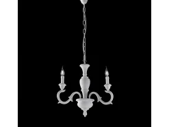 Lámpara de araña Fiorenza Shabby de madera blanca, 3 luces, 110 Ø43 BL172-3-BCO Blanco