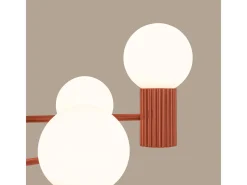 Sollux Lighting Lámpara Suspendida-Lámpara De Araña Halo Moderno De Aluminio - 6 Fuentes Luminosas - L.64 X A.230 Cm - Ocre Rojo