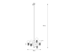 Sollux Lighting Lámpara Suspendida-Lámpara De Araña Halo Moderno De Aluminio - 6 Fuentes Luminosas - L.64 X A.230 Cm - Ocre Rojo