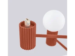 Sollux Lighting Lámpara Suspendida-Lámpara De Araña Halo Moderno De Aluminio - 6 Fuentes Luminosas - L.64 X A.230 Cm - Ocre Rojo