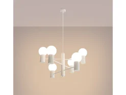 Hot Sollux Lighting Lámpara De Araña Halo Moderno De Aluminio - 6 Fuentes Luminosas - L.64 X A.230 Cm - Blanco