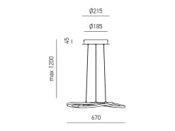Hot Lámpara de araña led moderna Yara 50W suspensión regulable 3000K luz cálida, diseño aros de aluminio 67x120cm, 2400lm, LED integrado IP20 Blanco