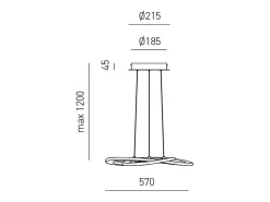 Lámpara de araña led moderna Yara 40W suspensión regulable 4000K luz cálida, diseño aros de aluminio 57x120cm, 1900lm, LED integrado IP20 Blanco Outlet