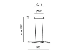 Lámpara de araña led moderna Yara 40W suspensión regulable 4000K luz cálida, diseño aros de aluminio 57x120cm, 1900lm, LED integrado IP20 Blanco Outlet