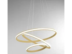 Online Lámpara de araña LED regulable Iole S3 60W - Suspensión moderna con 3 anillos de aluminio cepillado, luz cálida 3000K, 3000lm, diseño elegante Dorado